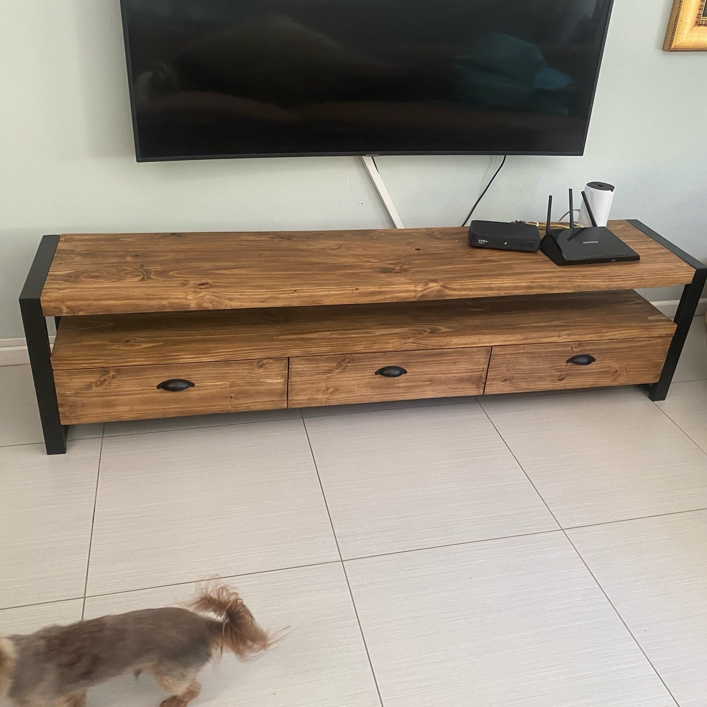 Stained Pine Tv Unit