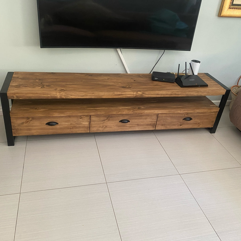 Stained Pine Tv Unit